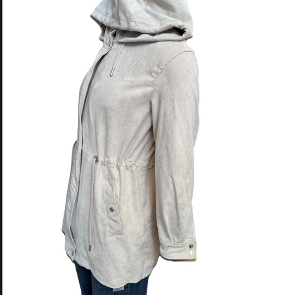 Zara TRF Collection Women Drawstring Hooded Anorak Jacket Light Gray Cream S - Picture 5 of 6